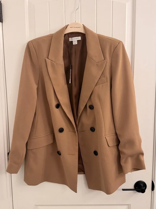 Primark Double-Breasted Camel Blazer with Black Buttons - Picture 2 of 4